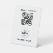 Signe De Table Simple Modern QR Code Menu Business Name & Logo (Recto)
