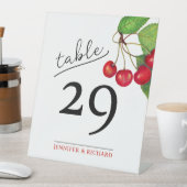Signe De Table Simple moderne Chic Cerises rouges Chiffres Mariag (In SItu)