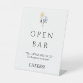 Signe De Table Simple Monogramme Floral Bar de Mariage (Recto)