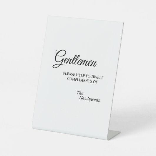 Signe De Table Simple Noir Blanc Calligraphie Gentlemen Salle de  (Recto)