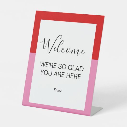 Signe De Table Simple Plain Red and Pink Welcome (Recto)