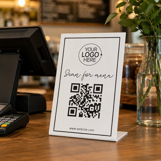 Signe De Table Simple QR Code Ajouter Logo Menu Sans Contact Scri