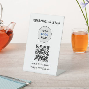 Signe De Table Simple QR Code Logo Site Web Piédestal