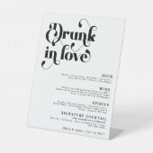 Signe De Table Simple Retro Drunk in Love Mariage Bar Menu (Recto)