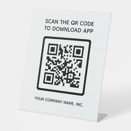 Signe De Table Simple Scan QR Code pour télécharger App Company (Recto)
