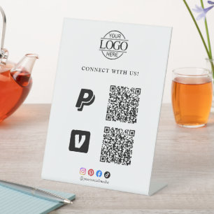 Signe De Table Simple Scan To Pay Affaires Logo Code Qr Table Bas