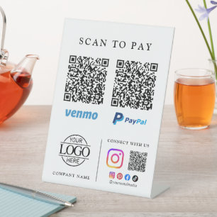Signe De Table Simple Scan To Pay Code Qr Logo Entreprise Table B