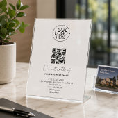 Signe De Table Simple Script Connectez-vous avec nous Logo Code Q