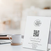Signe De Table Simple Script Connectez-vous avec nous Logo Code Q