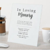 Signe De Table Simple Wedding In Loving Memory Pedestal Sign (In SItu)