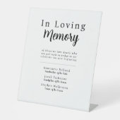 Signe De Table Simple Wedding In Loving Memory Pedestal Sign (Recto)