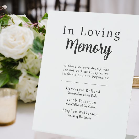 Signe De Table Simple Wedding In Loving Memory Pedestal Sign