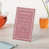 Signe De Table Simple White Office Opening Hours Dusty Pink (In SItu)
