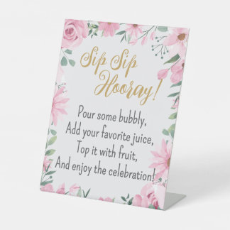 Signe De Table Sip Sip Hooray Love in Bloom Pedestal Sign
