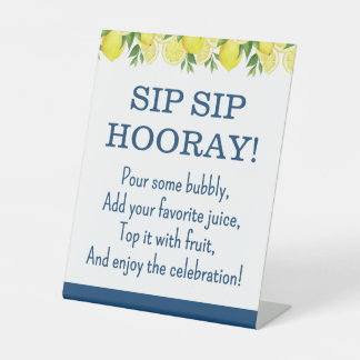 Signe De Table Sip Sip Hooray Mimosa Bar Lemon Bridal Shower Sign