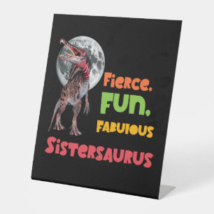 Signe De Table Sistersaurus Équipe de dinosaures sœurs appariées