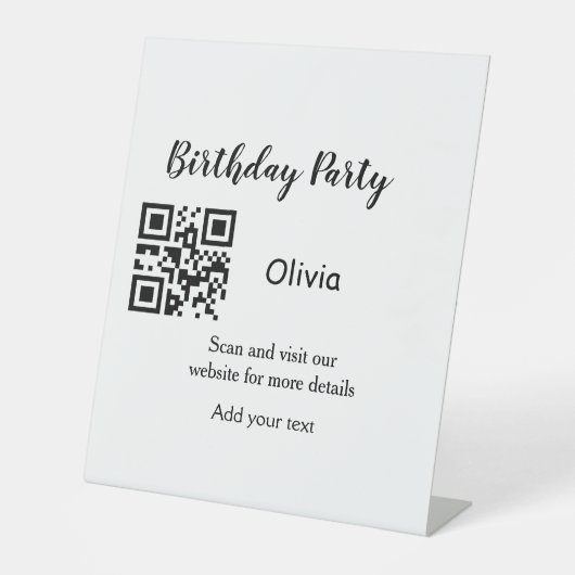 Signe De Table Site web simple pour fête d'anniversaire code barr (Recto)