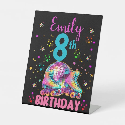 Signe De Table Skate Roller Disco Birthday Girl Matching (Recto)