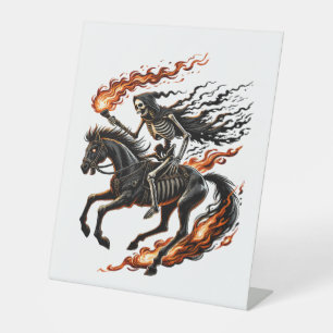 Signe De Table Skeleton Horseman Riding Flaming Horse