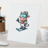Signe De Table Ski d'hiver Cow Ox Bull (In SItu)