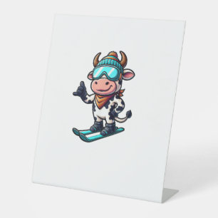 Signe De Table Ski d'hiver Cow Ox Bull