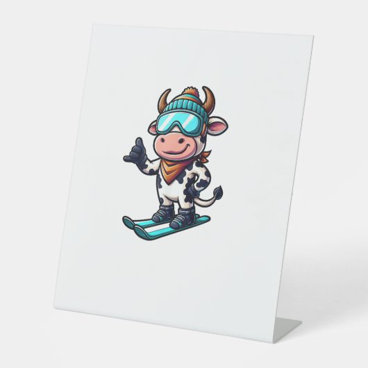 Signe De Table Ski d'hiver Cow Ox Bull (Recto)