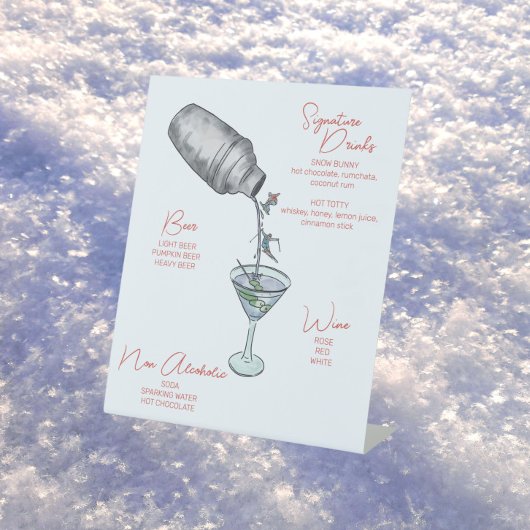 Signe De Table Ski Watercolor Boissons Bar