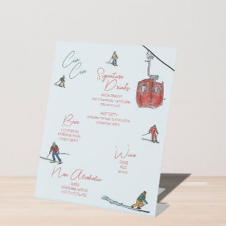 Signe De Table Ski Watercolor Boissons Bar