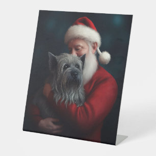 Signe De Table Skye Terrier avec Noël Festif du Père Noël
