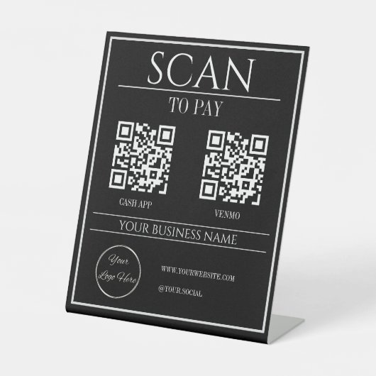 Signe De Table Slebe noir 2 QR code analyse d'entreprise à payer (Recto)