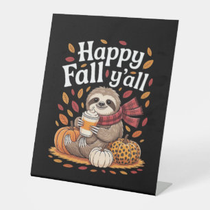 Signe De Table Sloth tenant citrouille épices heureux automne Yal