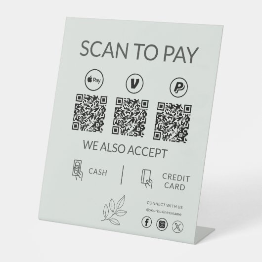 Signe De Table Small Business QR Code Payment - Scan to Pay (Recto)