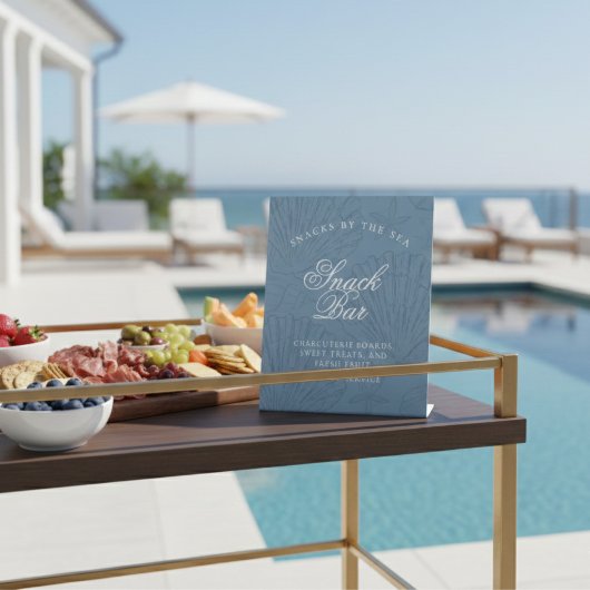 Signe De Table Snack Bar Coastal Blue Seashell Bachelorette