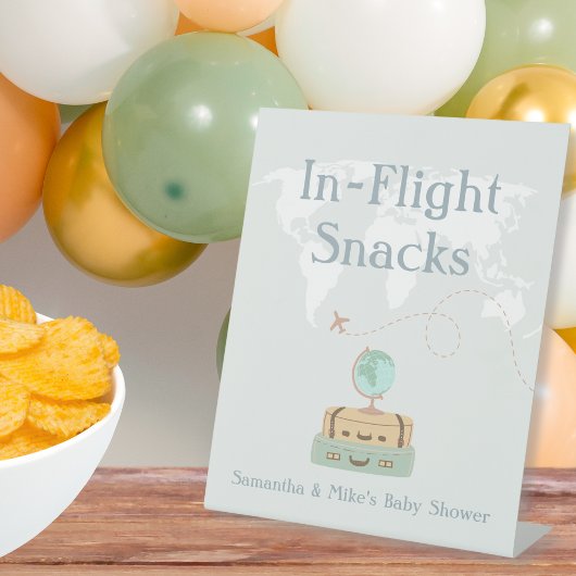 Signe De Table Snacks en vol Carte du monde Baby shower d'aventur