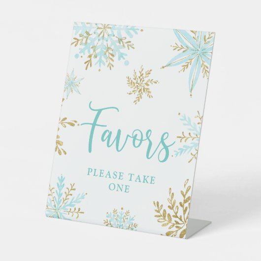 Signe De Table Snowflake Winter Shower Favors Pedestal Sign (Recto)