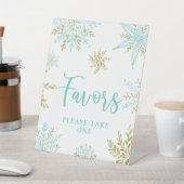 Signe De Table Snowflake Winter Shower Favors Pedestal Sign (In SItu)