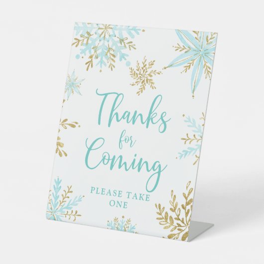 Signe De Table Snowflake Winter Shower Thanks for Coming Pedestal (Recto)
