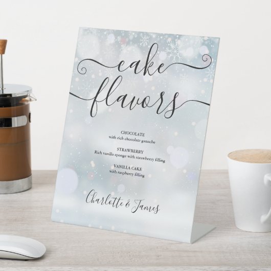 Signe De Table Snowflakes Signature Script Saveurs de gâteau (In SItu)