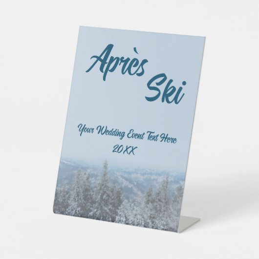 Signe De Table Snowy Mountain Forest Apres Ski Mariage Event (Recto)