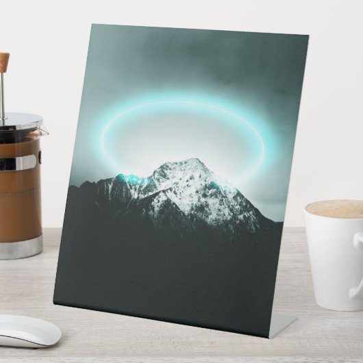 Signe De Table Snowy mountain mysterious blue neon light (In SItu)