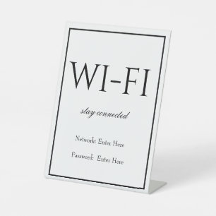 Signe De Table Sobre Wi-Fi blanc classique