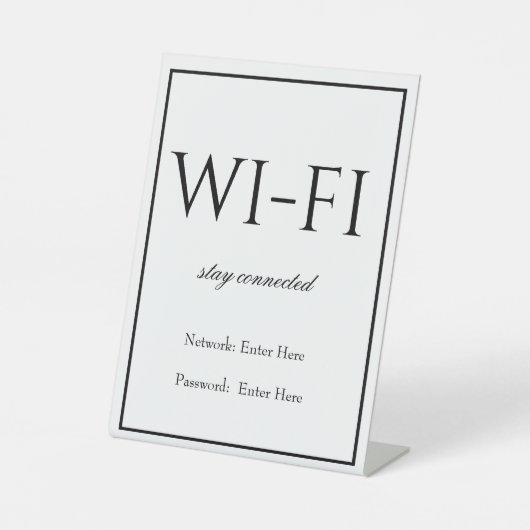 Signe De Table Sobre Wi-Fi blanc classique (Recto)