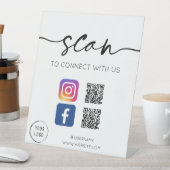Signe De Table Social Media QR Code Blanc (In SItu)