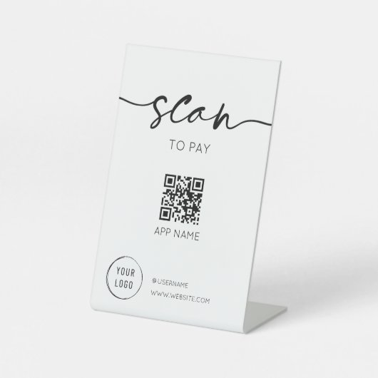 Signe De Table Social Media QR Code Blanc (Recto)