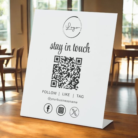 Signe De Table Social Media QR Code Business Logo