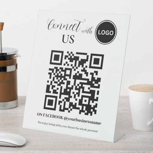 Signe De Table Social Media QR code Connectez-vous avec nous (In SItu)