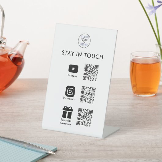 Signe De Table Social Media QR Code Entreprise (In SItu)