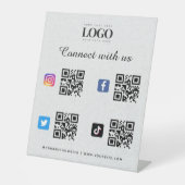 Signe De Table Social Media Qr Code Logo Twitter Facebook Gray (Recto)