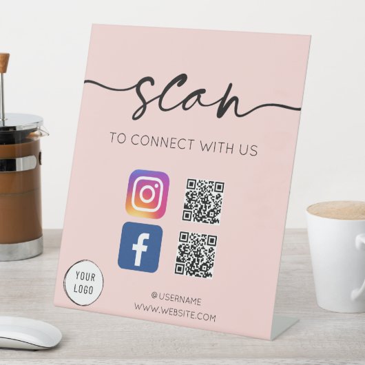 Signe De Table Social Media QR Code Soft Rose (In SItu)
