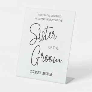 Signe De Table Soeur de la Groom Mariage du siège réservé